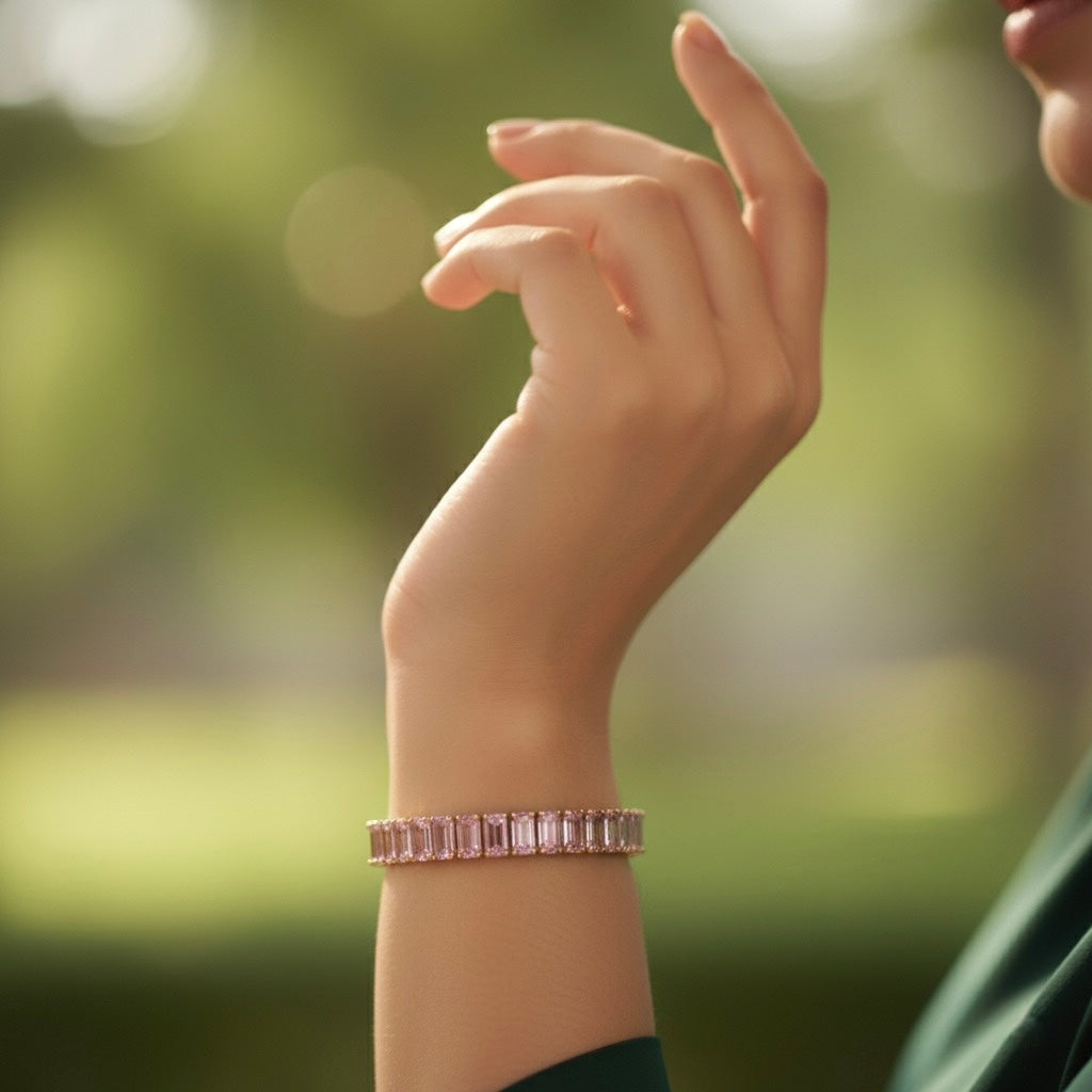 Pink & Gold Tennis Bracelet