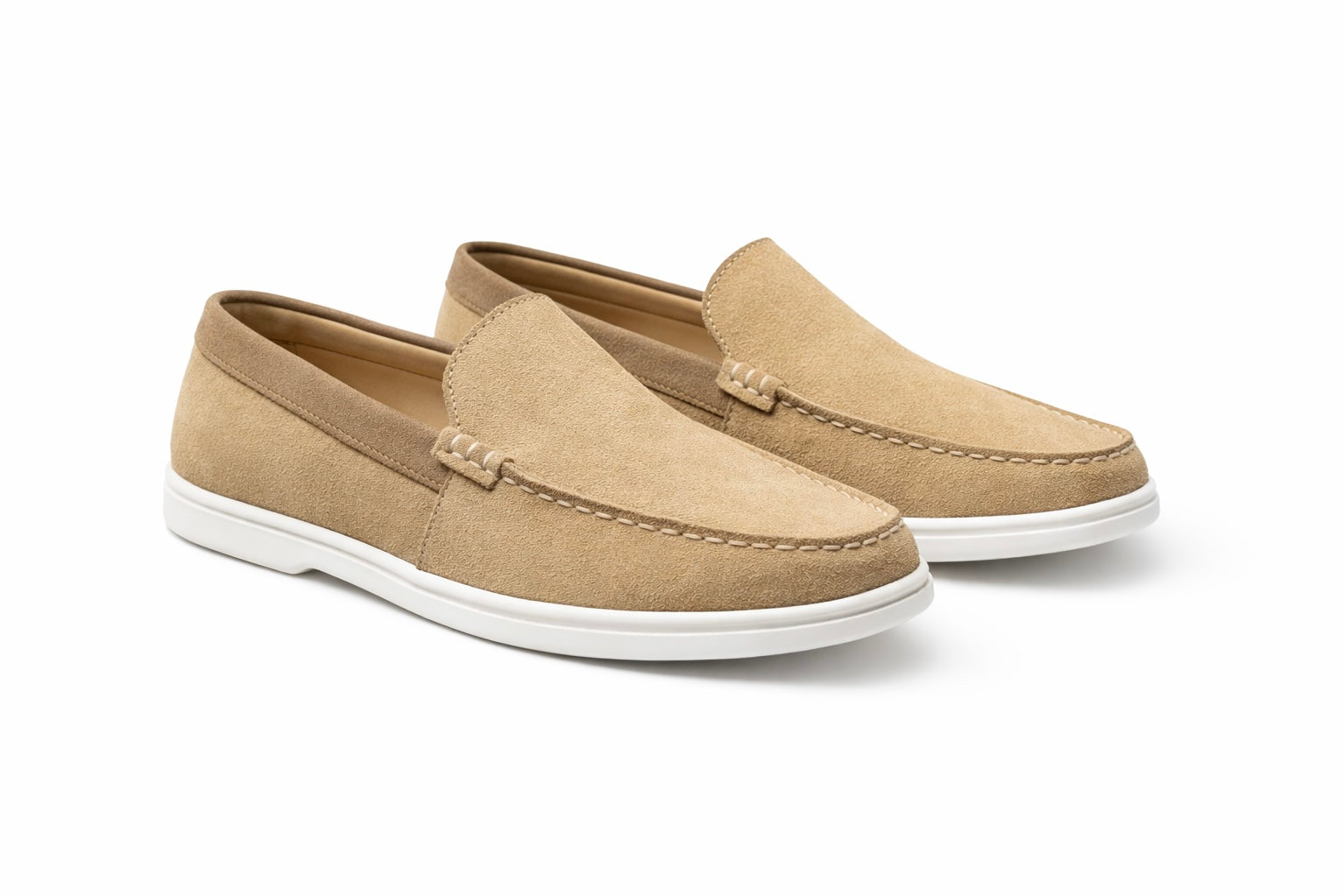 Medicated Sole - Beige Suede Leather Loafers
