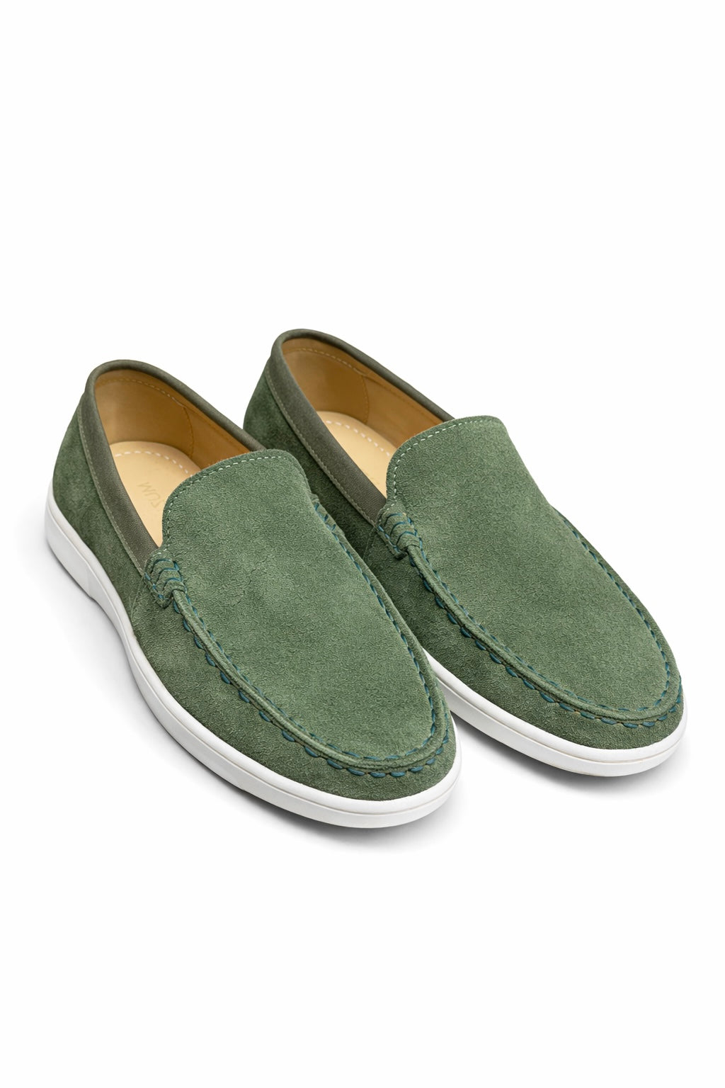 Olive Suede Leather Loafers - Men