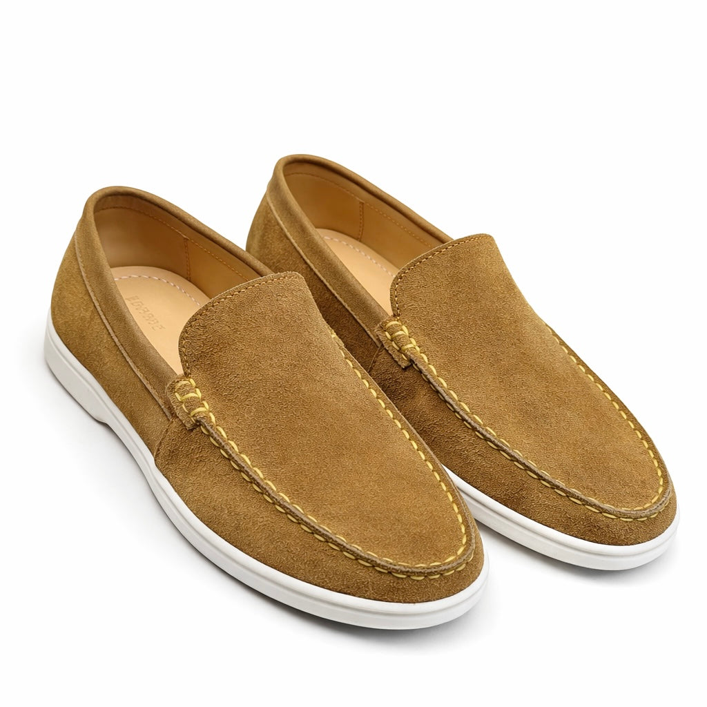 Tan Suede Leather Loafers - Men