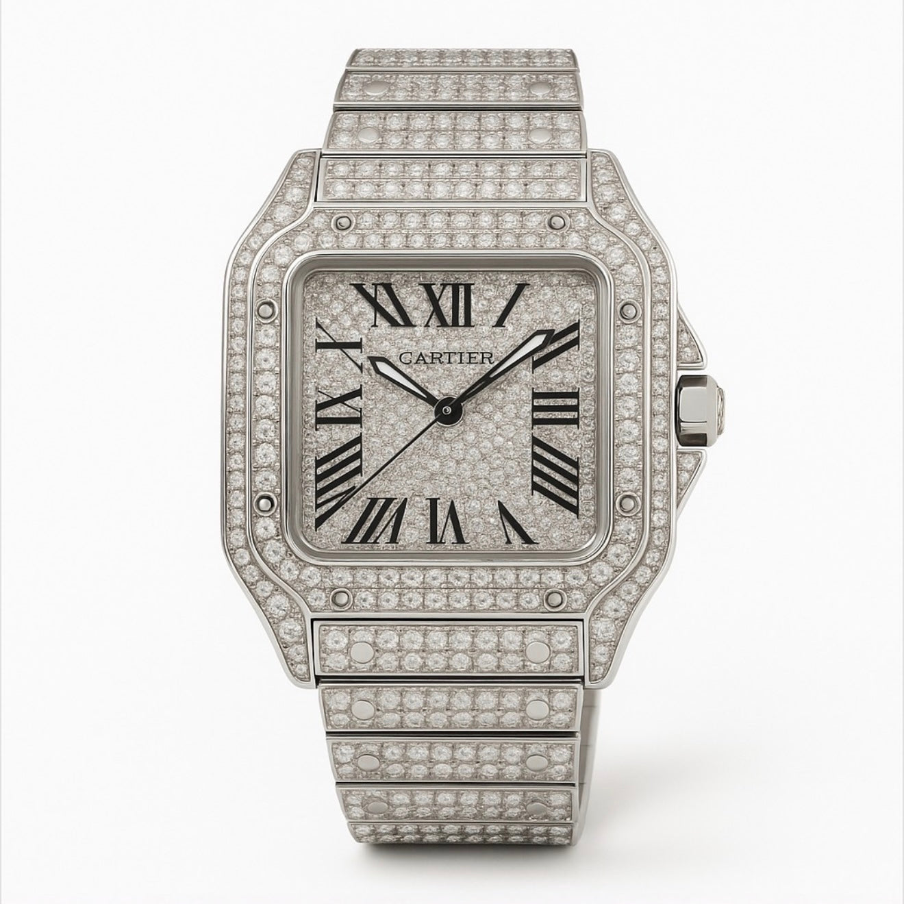 Cartier Iced Out Watch – Silver