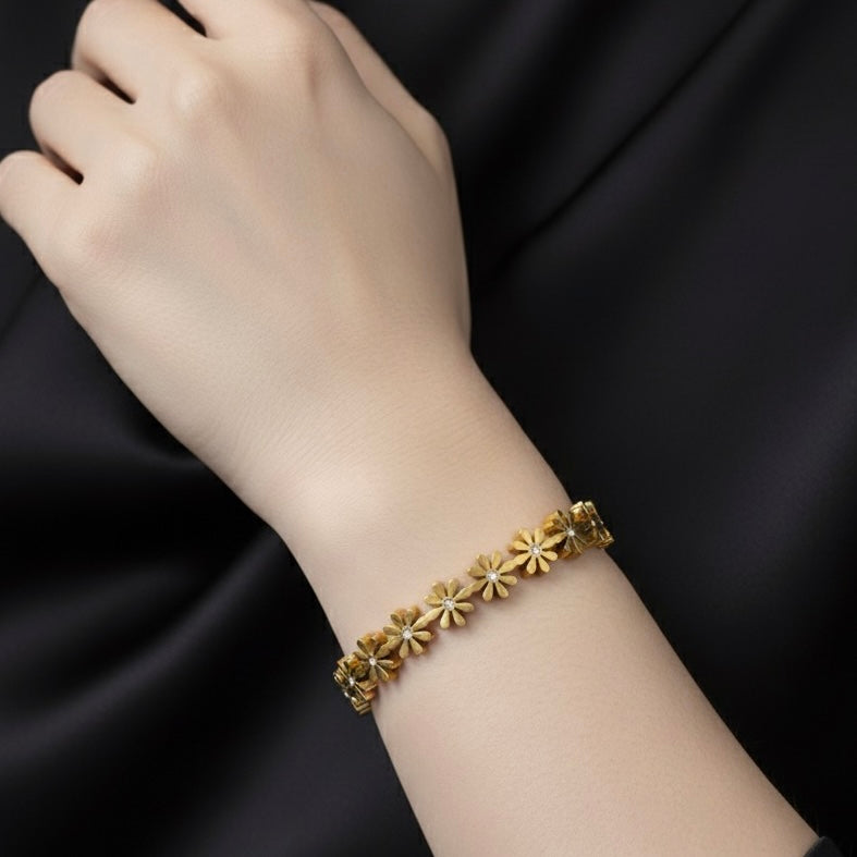 Stainless Steel Flower Bracelet