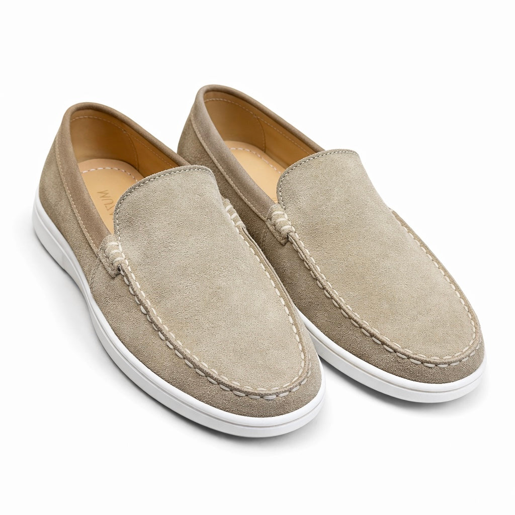 Beige Suede Leather Loafers - Men