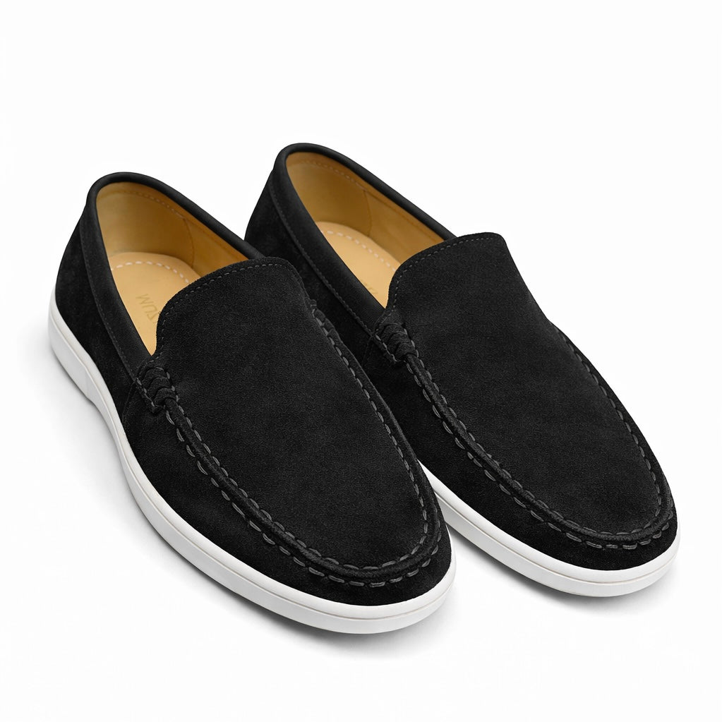 Black Suede Leather Loafers - Men