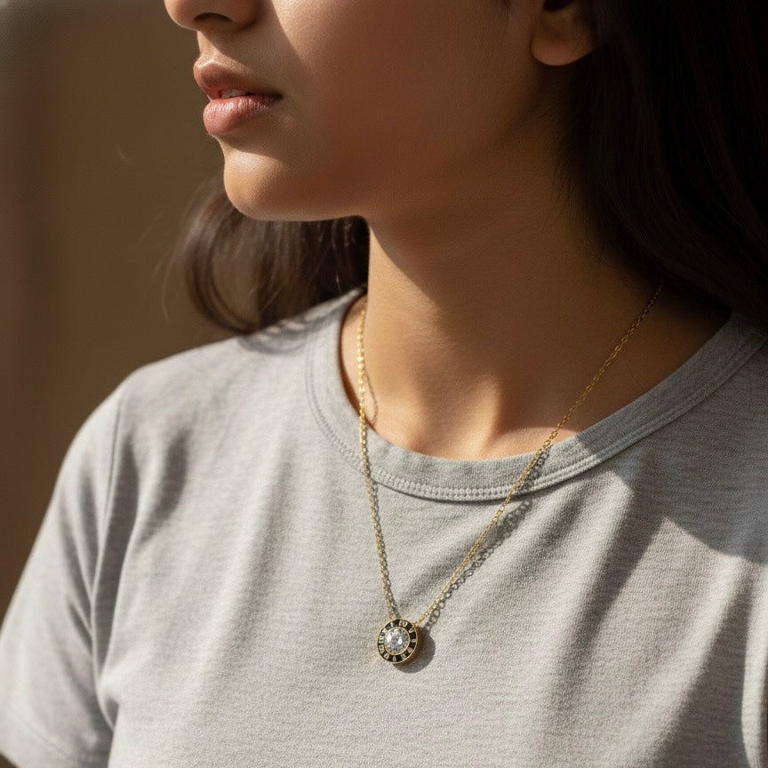 Round Stone Pendant Necklace