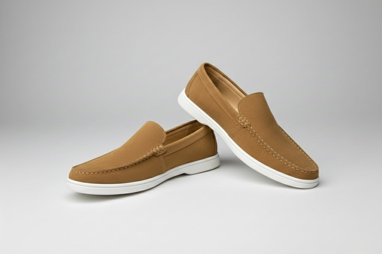 Tan Suede Leather Loafers - Men