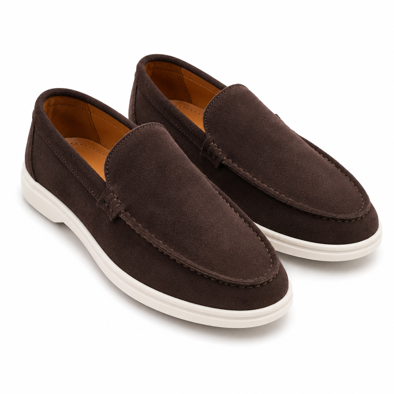 Espresso Suede Leather Loafers - Men