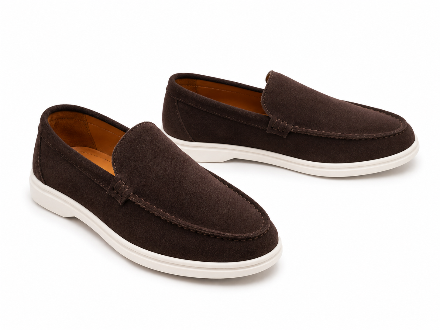 Espresso Suede Leather Loafers - Men
