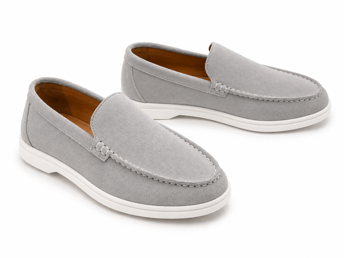 Grey Suede Leather Loafers - Men
