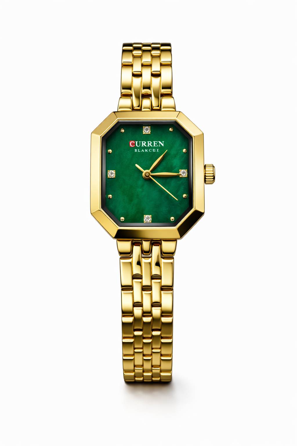 Curren Designer Gold Bracelet | Green Dial