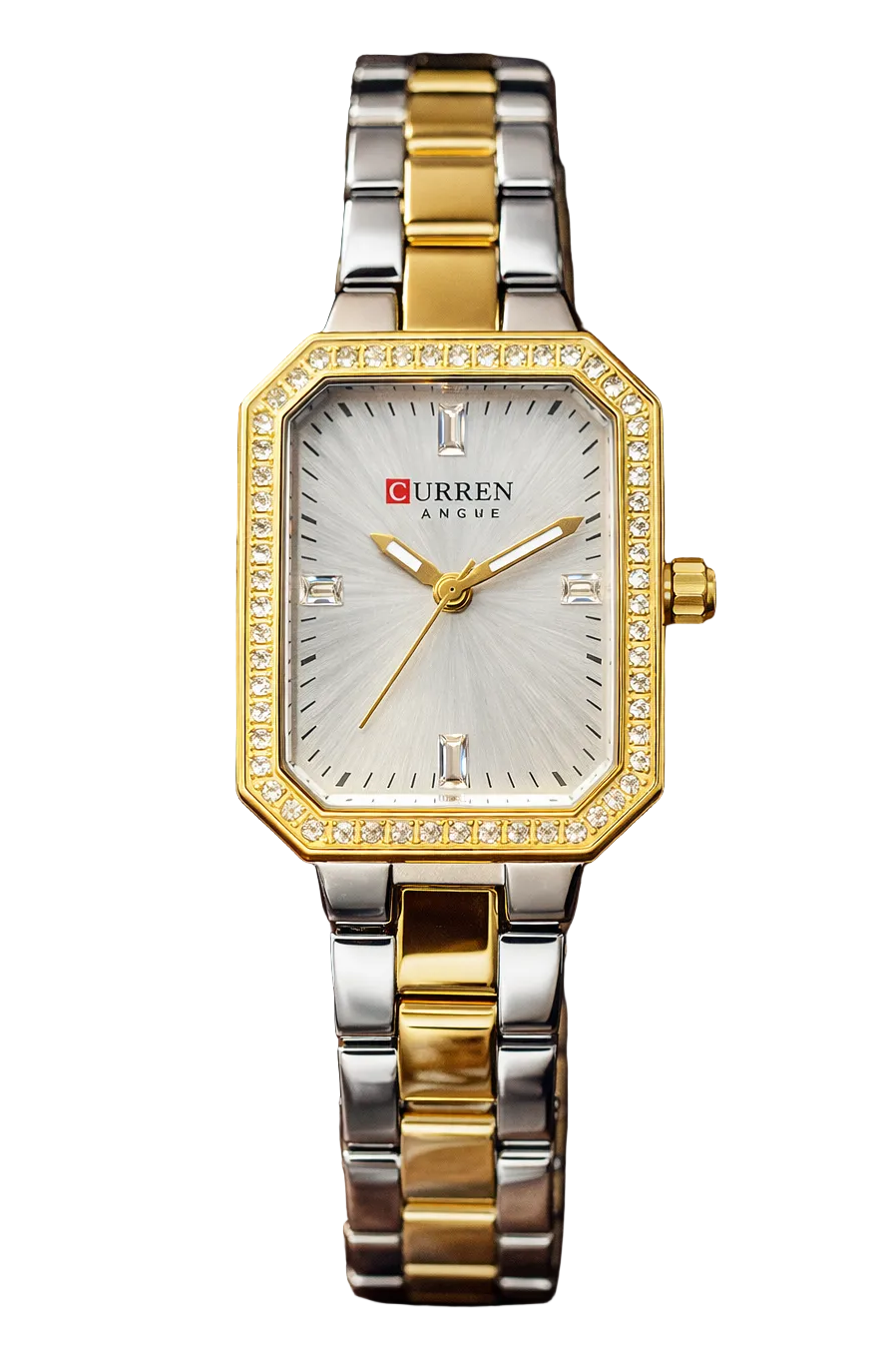 Curren Two-Tone Square Dial - Crystal-Bezel