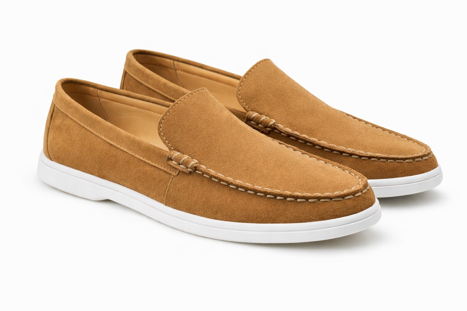 Tan Suede Leather Loafers - Men