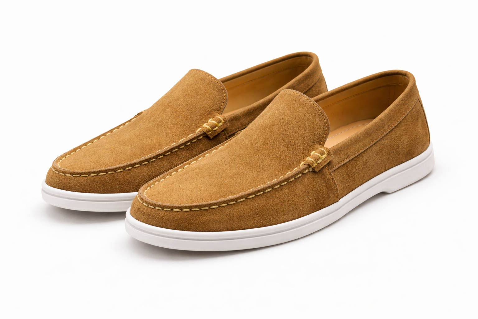 Tan Suede Leather Loafers - Men
