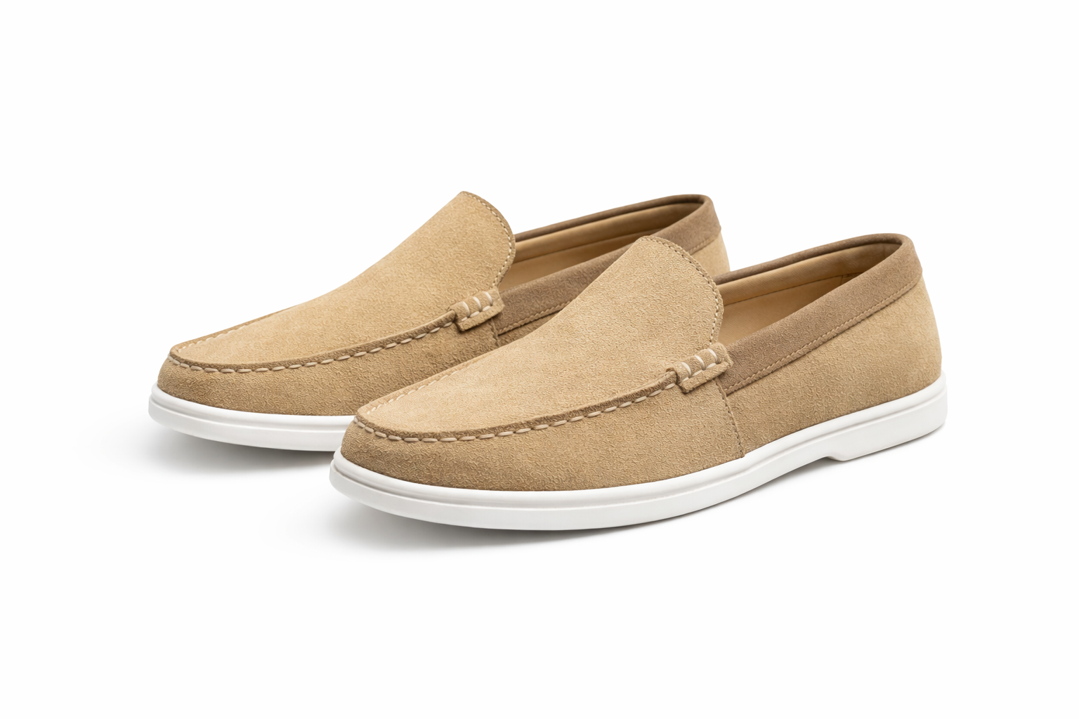Medicated Sole - Beige Suede Leather Loafers