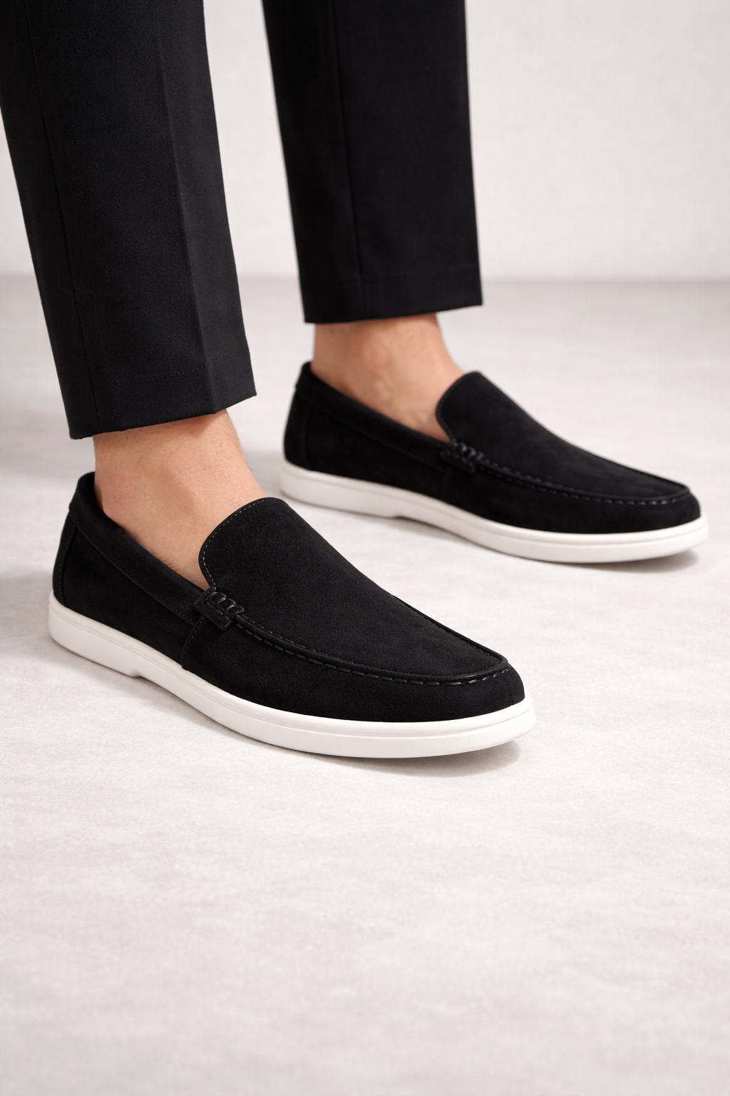 Black Suede Leather Loafers - Men