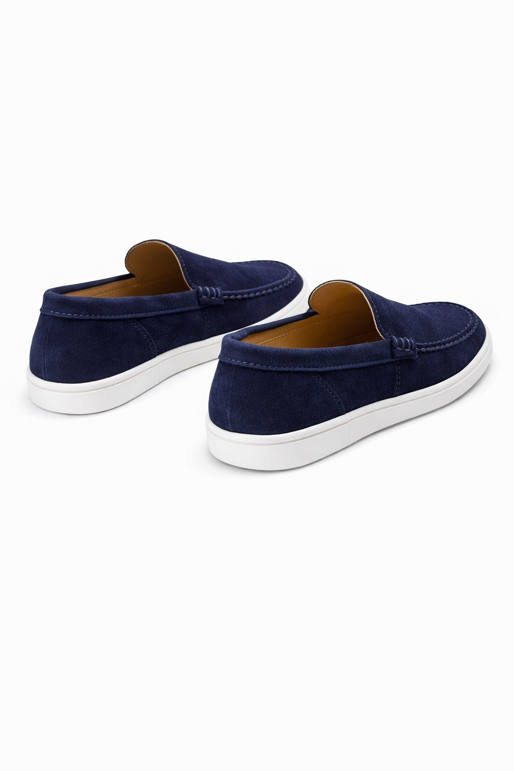 Navy Blue Suede Leather Loafers - Men