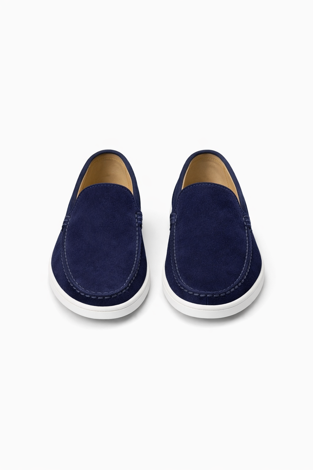 Navy Blue Suede Leather Loafers - Men