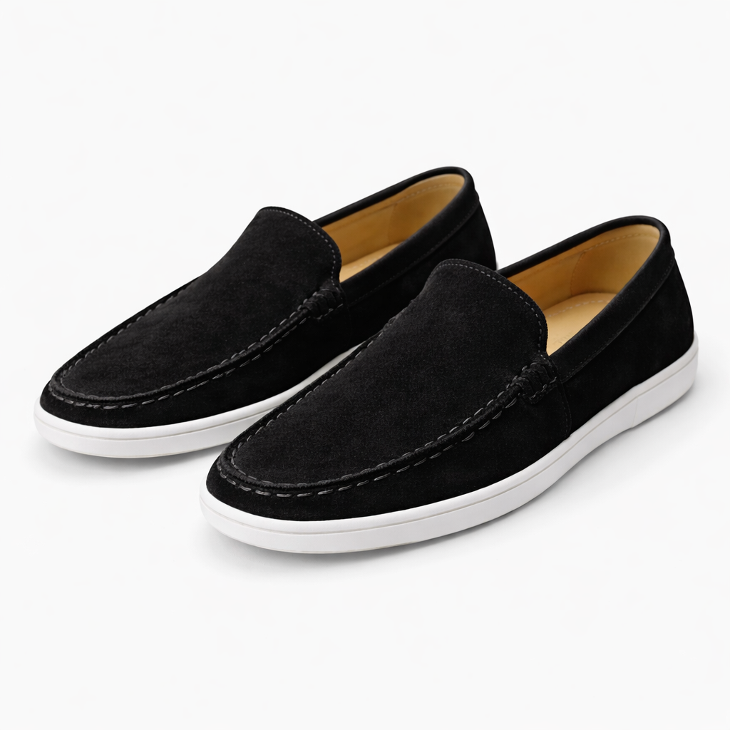 Black Suede Leather Loafers - Men