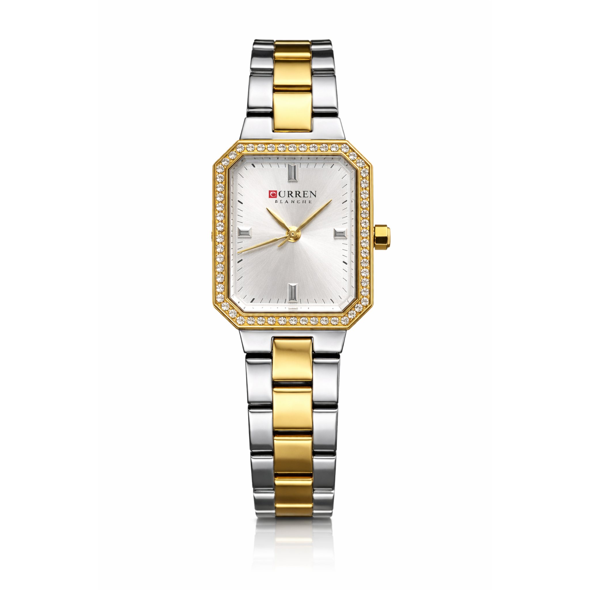 Curren Two-Tone Square Dial - Crystal-Bezel