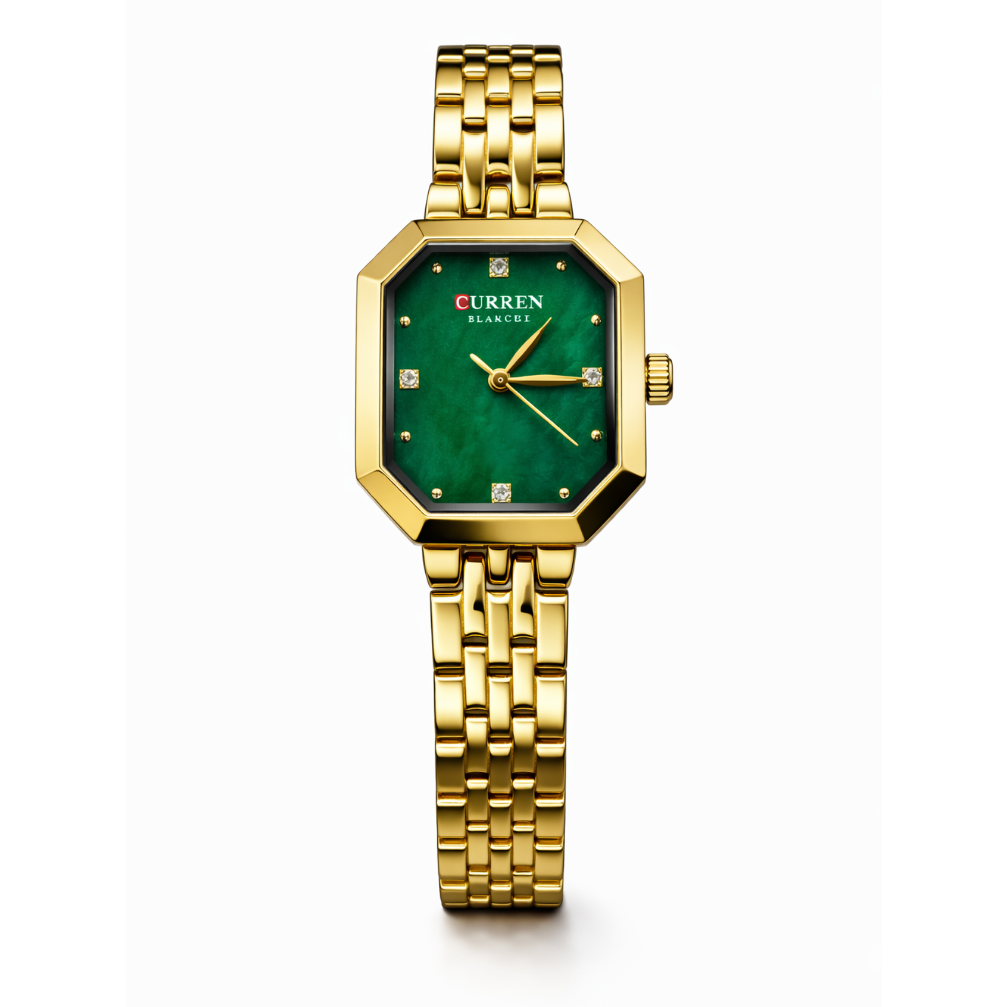 Curren Designer Gold Bracelet | Green Dial